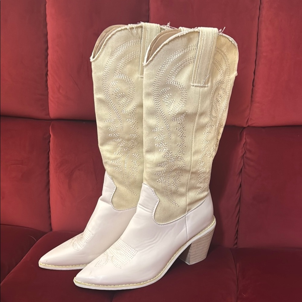 Women's Cream Cowboy Boots